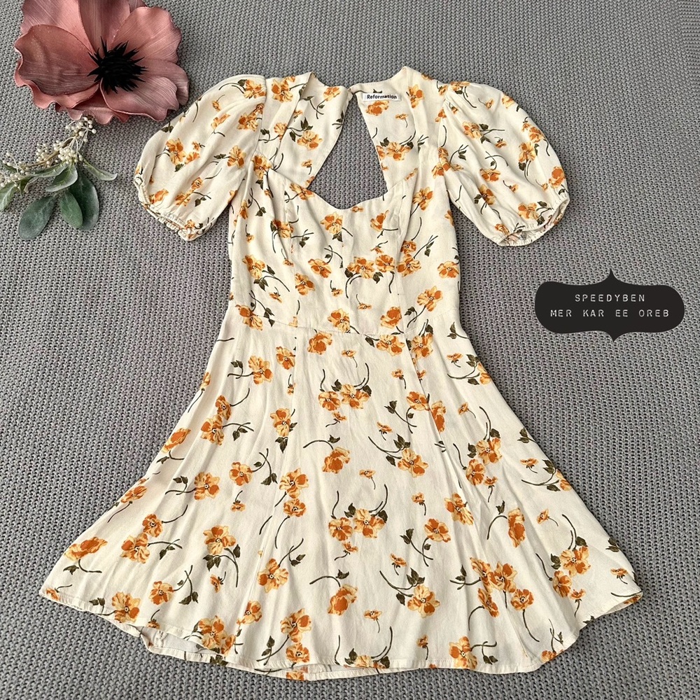 Reformation Limonada Clancie Smocked Dress size 0